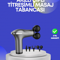 Mey İthalat® Portatif Şarjlı Masaj Tabancası 4 Başlık Derin Doku Masaj Aleti