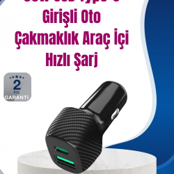 Mey İthalat® Power Delivery Destekli 38W Araç Tipi Hızlı Şarj Cihazı