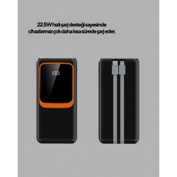 Mey İthalat® Powerbank 20000 mAh Dijital Ekranlı ve Çok Kablolu Hızlı Şarj Cihazı