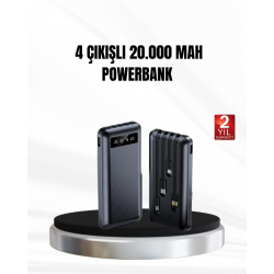 Mey İthalat® Powerbank 20000 mAh LED Fenerli ve Çoklu Güvenlik Korumasına Sahip
