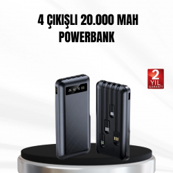 Mey İthalat® Powerbank 20000 mAh LED Fenerli ve Çoklu Güvenlik Korumasına Sahip