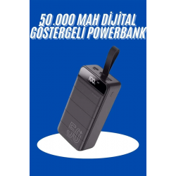 Mey İthalat® Powerbank 50.000 Mah Dijital Göstergeli Taşınabilir 4 Portlu Hızlı Powerbank