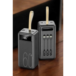Mey İthalat® Powerbank 60.000 MAH 4 Portlu Uzun Şarj Süreli Dijital Göstergeli