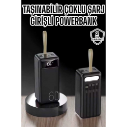 Mey İthalat® Powerbank 60.000 MAH 4 Portlu Uzun Şarj Süreli Dijital Göstergeli