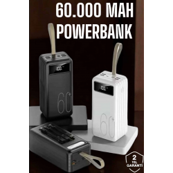 Mey İthalat® Powerbank 60.000 MAH Dijital Göstergeli 4 Portlu Taşınabilir