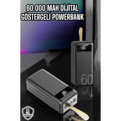Mey İthalat® Powerbank 60.000 Mah Hızlı Şarj 4 Çıkışlı Uzun Şarj Süreli Dijital Göstergeli