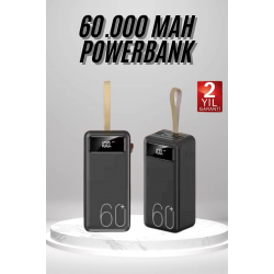 Mey İthalat® Powerbank 60.000 Mah Taşınabilir Şarj Hızlı El Fenerli Dijital Göstergeli