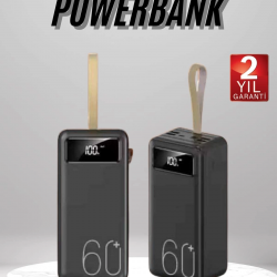 Mey İthalat® Powerbank 60.000 Mah Taşınabilir Şarj Hızlı El Fenerli Dijital Göstergeli