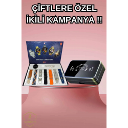 Mey İthalat® Powerbank Aynalı Bluetooth Kulaklık Ve Akıllı Saat Seti ANC Özelliği Dokunamatik