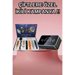 Mey İthalat® Powerbank Aynalı Bluetooth Kulaklık Ve Akıllı Saat Seti ANC Özelliği Dokunamatik