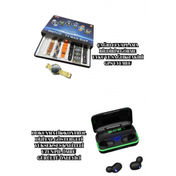 Mey İthalat® Powerbank Bluetooth Kulaklık Ve Akıllı Saat 7 Kordonlu Metal Kordon Plastik Kordon