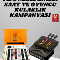 Mey İthalat® Powerbank Kulaklık ve 7 Kordonlu Akıllı Saat Çoklu Şarj Girişi Bluetooth Bağlantılı