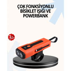 Mey İthalat® Powerbank Özellikli Bisiklet Işığı Dijital Göstergeli Led