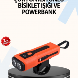 Mey İthalat® Powerbank Özellikli Bisiklet Işığı Dijital Göstergeli Led