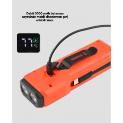 Mey İthalat® Powerbank Özellikli Bisiklet Işığı Dijital Göstergeli Led