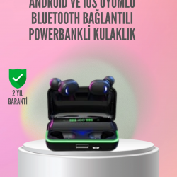 Mey İthalat® Powerbank Özellikli Bluetooth 5.1 Kulaklık Oyun ve Müzik İçin