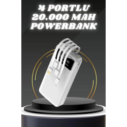 Mey İthalat® Powerbank Şarj Cihazı 4 Çıkışlı 20.000 MAH Powerbank Kompakt Yüksek Kapasiteli Hızlı Şarj