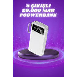 Mey İthalat® Powerbank Şarj Cihazı 4 Çıkışlı 20.000 MAH Powerbank Taşınabilir Çoklu Giriş