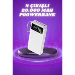 Mey İthalat® Powerbank Şarj Cihazı 4 Çıkışlı 20.000 MAH Powerbank Taşınabilir Çoklu Giriş