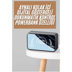 Mey İthalat® Powerbankli Bluetooth Kulaklık Yüksek Ses Aynalı Çift Dijital Gösterge Ekranı