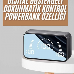 Mey İthalat® Powerbankli Bluetooth Kulaklık Yüksek Ses Aynalı Çift Dijital Gösterge Ekranı