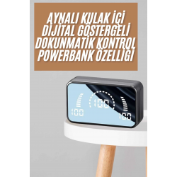 Mey İthalat® Powerbankli Bluetooth Kulaklık Yüksek Ses Aynalı Çift Dijital Gösterge Ekranı