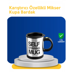 Mey İthalat® Pratik ve Dayanıklı Termos Kupa | Tek Tuşla Otomatik Karıştırma