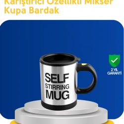 Mey İthalat® Pratik ve Dayanıklı Termos Kupa | Tek Tuşla Otomatik Karıştırma