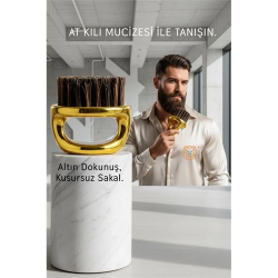 Mey İthalat® Premium Gold Serisi At Kılı Sakal Tarama Fırçası - Profesyonel Bakım ve Şekillendirici