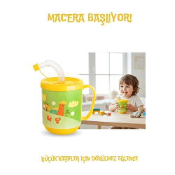 Mey İthalat® Premium Pipetli Çocuk Bardağı 350 ml -Alıştırma Bardağı ve Suluk