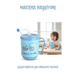 Mey İthalat® Premium Pipetli Çocuk Bardağı 350 ml -Alıştırma Bardağı ve Suluk