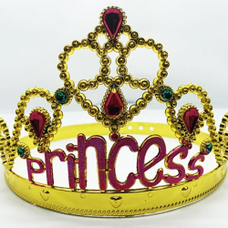 Mey İthalat® Prenses Yazılı Altın Renk Ayarlanabilir Parti Tacı 60 cm