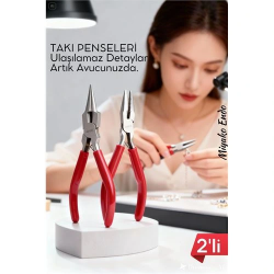 Mey İthalat® Profesyonel 2'li Takı Pense Seti 12 cm Takı Yapımı İçin Mini Pense Seti