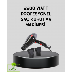Mey İthalat® Profesyonel 2200W Fön Makinesi – AC Motorlu, Hızlı Kurutma, Hafif Tasarım
