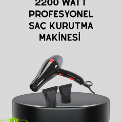 Mey İthalat® Profesyonel 2200W Fön Makinesi – AC Motorlu, Hızlı Kurutma, Hafif Tasarım