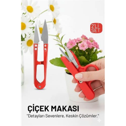 Mey İthalat® Profesyonel 2’li Mini Budama Seti:  Hassas Çiçek ve Bitki Makası - Çelik Ultra Keskin Seri
