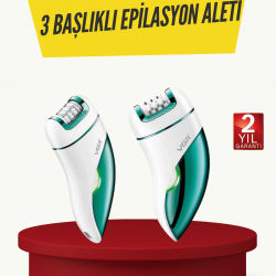 Mey İthalat® Profesyonel 3 in 1 Epilasyon Cihazı LED Aydınlatmalı Suya Dayanıklı Şarjlı VGR Epilatör
