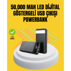 Mey İthalat® Profesyonel 50.000 mAh Powerbank – Aynı Anda Birden Fazla Cihaz Şarj Eden, Dayanıklı ve Güvenli Taşınabilir Şarj Cihazı