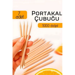 Mey İthalat® Profesyonel 7’li Portakal Çubuğu Seti - 11.5 cm Manikür & Pedikür Et İtici ve Tırnak Temizleme Seti