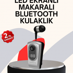 Mey İthalat® Profesyonel Bluetooth Kulaklık – Klipsli, Titreşimli, Dijital Göstergeli