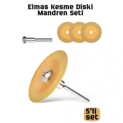 Mey İthalat® Profesyonel Elmas Kesme Diski ve Mandren Seti 4'lü Testere Bıçağı Hobi Dremel Uyumlu