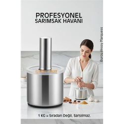 Mey İthalat® Profesyonel Ezici Sarımsak Havanı Seti -  Mutfak Tipi Baharat Havanı  304 Paslanmaz Çelik