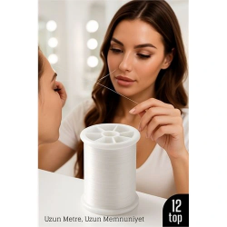 Mey İthalat® Profesyonel Kuaför Kaş Bıyık Alma İpi – Ekstra Sağlam 12 ADET X 500 metre Beyaz