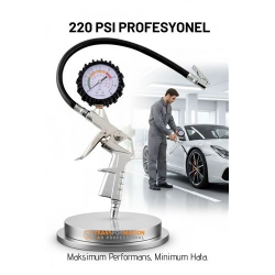Mey İthalat® Profesyonel Lastik Şişirme Tabancası ve Hava Saati 220 PSI 16 Bar Çelik Alaşım Güçlü Gövde