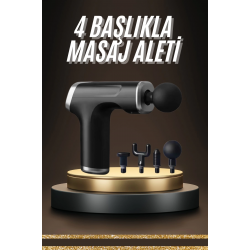 Mey İthalat® Profesyonel Masaj Tabancası Sporcu Masaj Aleti 4 Başlıklı Şarjlı Titreşimli