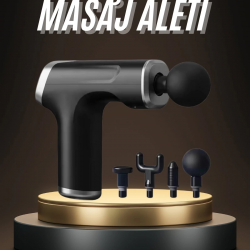 Mey İthalat® Profesyonel Masaj Tabancası Sporcu Masaj Aleti 4 Başlıklı Şarjlı Titreşimli