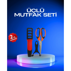 Mey İthalat® Profesyonel Mutfak Makas Seti –  Kesim Makası + Soyacak + Bileyici