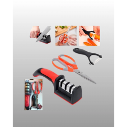 Mey İthalat® Profesyonel Mutfak Makas Seti –  Kesim Makası + Soyacak + Bileyici