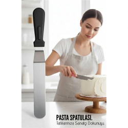 Mey İthalat® Profesyonel Pasta Hazırlama ve Şekillendirme Spatulası 304 Paslanmaz Çelik