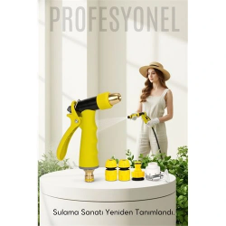 Mey İthalat® Profesyonel Pirinç Uçlu Basınçlı Hortum Sulama Tabancası Seti Tabancası Seti  Konnektörlü